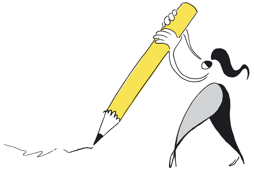 An abstract image of a person with what appears to be a giant pencil, drawing :)